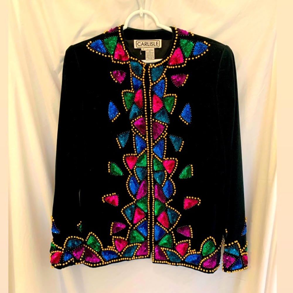 Carlisle Black Velvet sequence beaded jacket